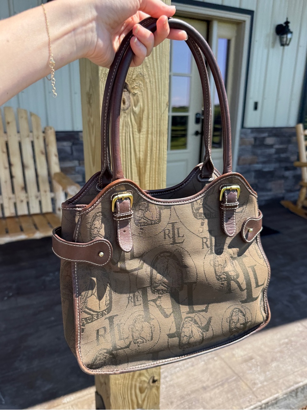 Vintage y2k Ralph Lauren shoulder bag purse logo buckle hobo bag